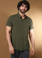 Camisa Social Masculino Manga Curta De Botão Lisa