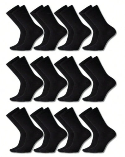 kit 12 pares meia preta premium algodão 100% Cano Longo