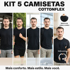 KIT 5 Camisetas Pima Flex cor Preta