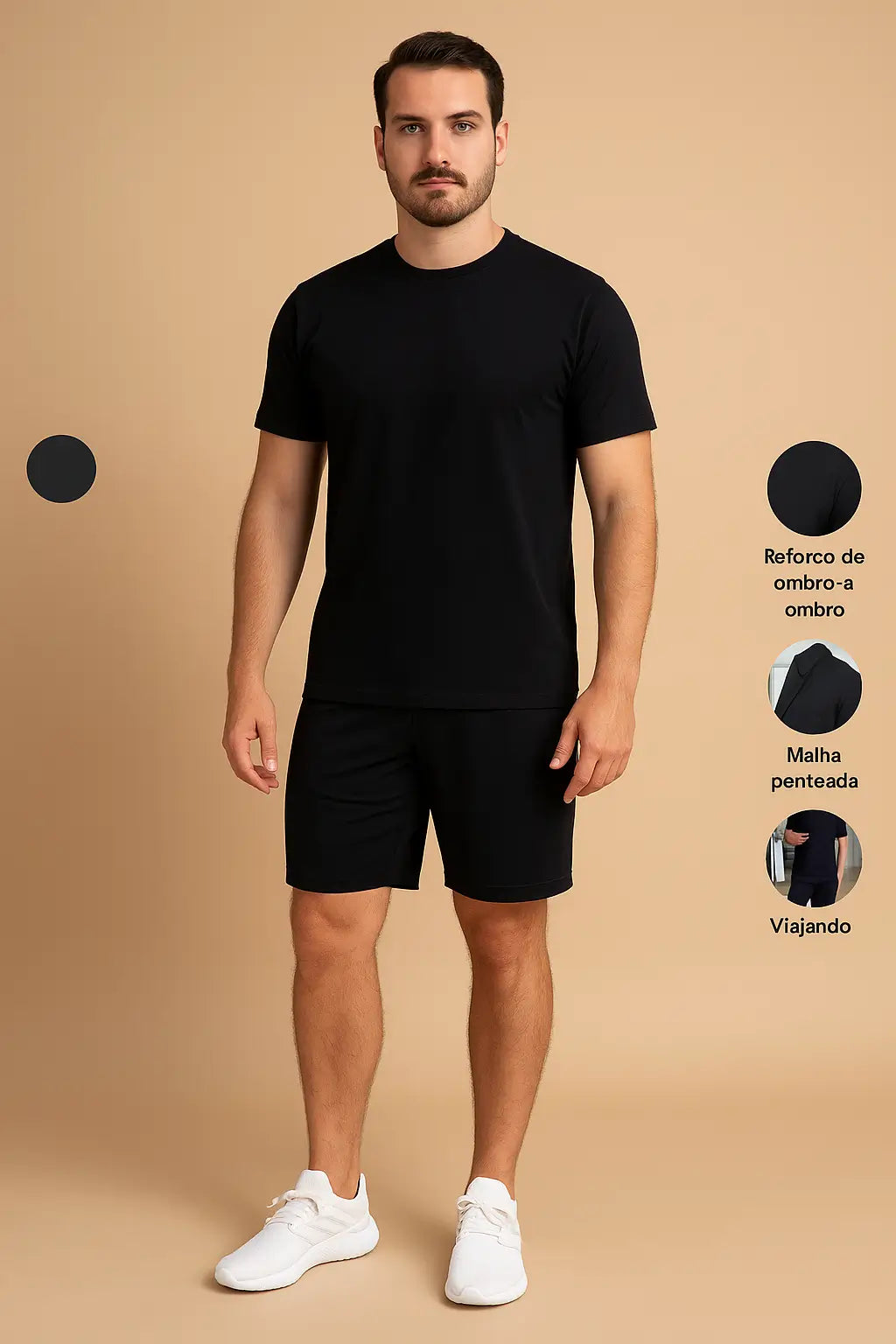 KIT 5 Camisetas Pima Flex cor Preta