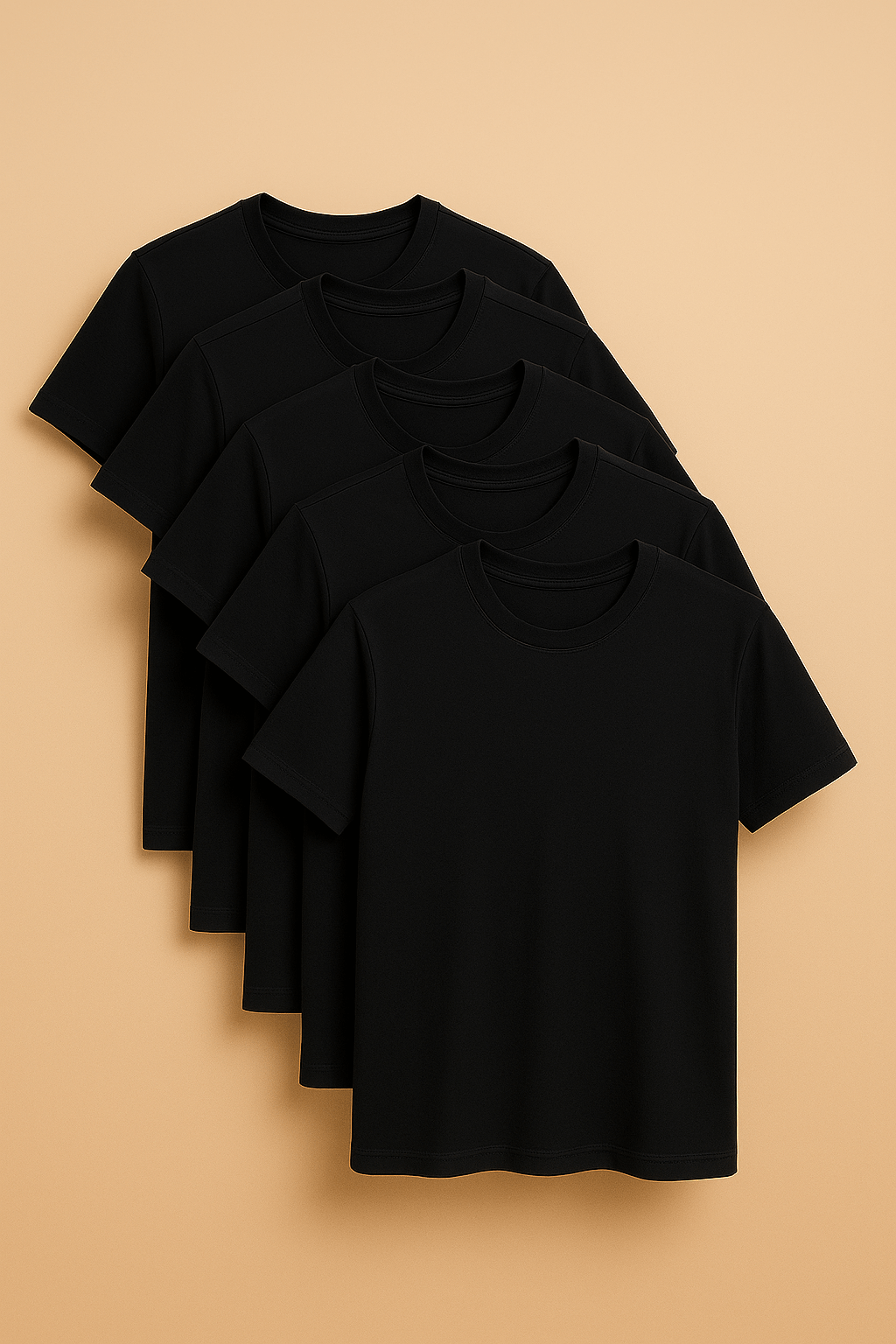 KIT 5 Camisetas Pima Flex cor Preta