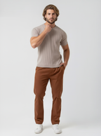 camiseta masculina de tricot com manga curta gola redonda