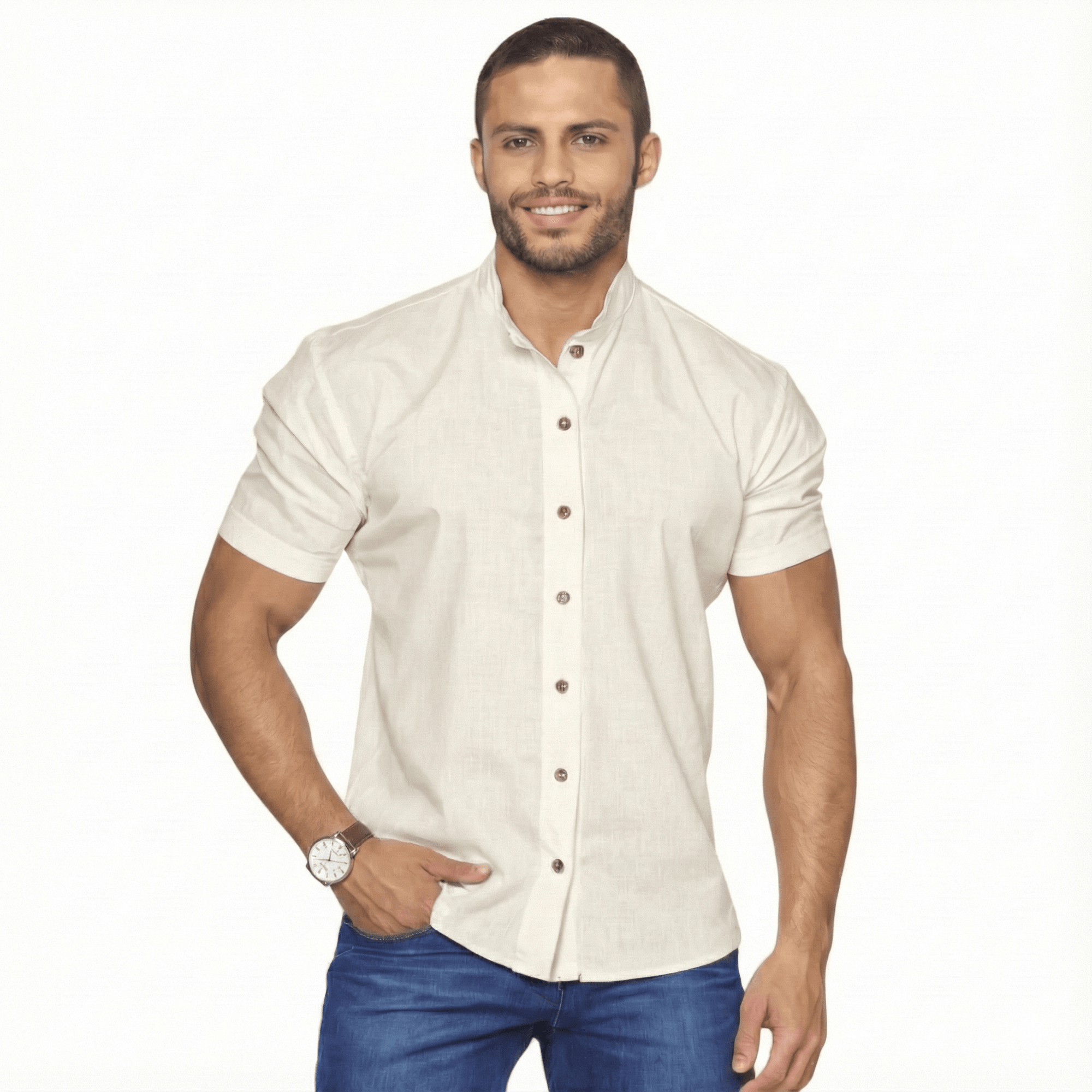 Oferta em dobro - Camisas Gola Padre Slim Fit