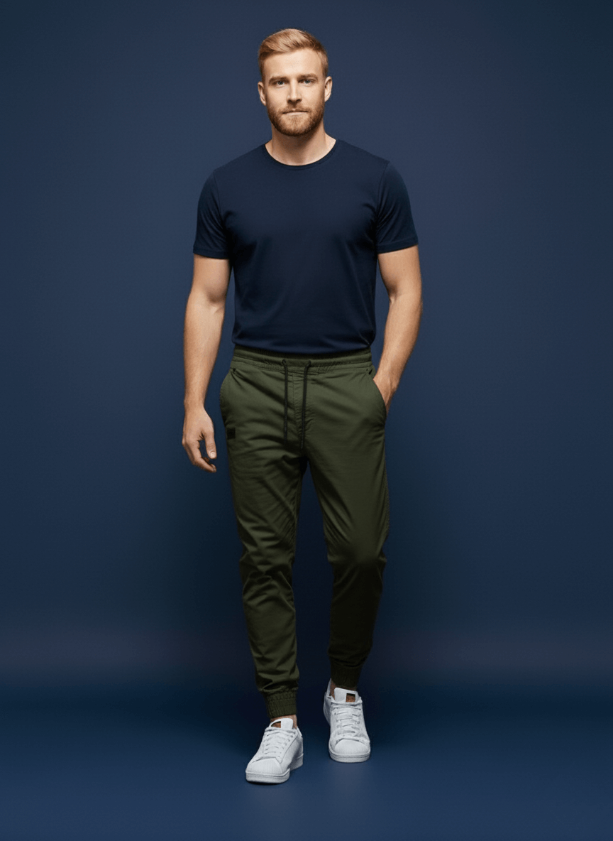 Calça Reta Masculina - Moletom Jogger Cargo