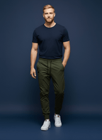 Calça Reta Masculina - Moletom Jogger Cargo