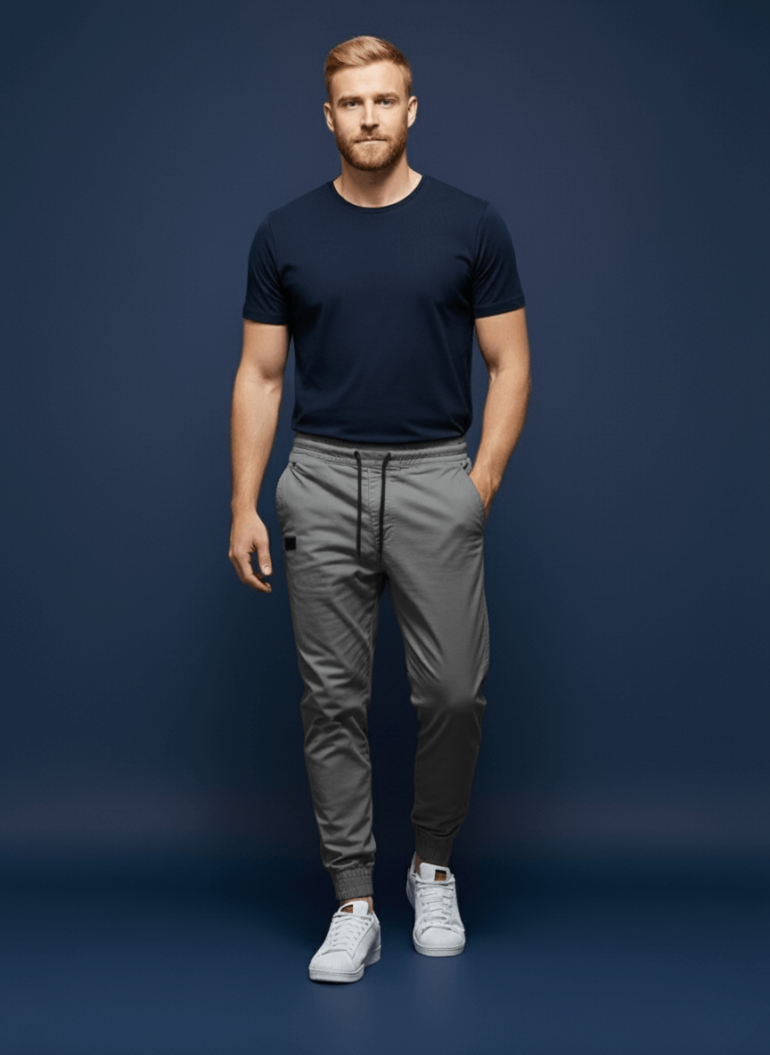 Calça Reta Masculina - Moletom Jogger Cargo