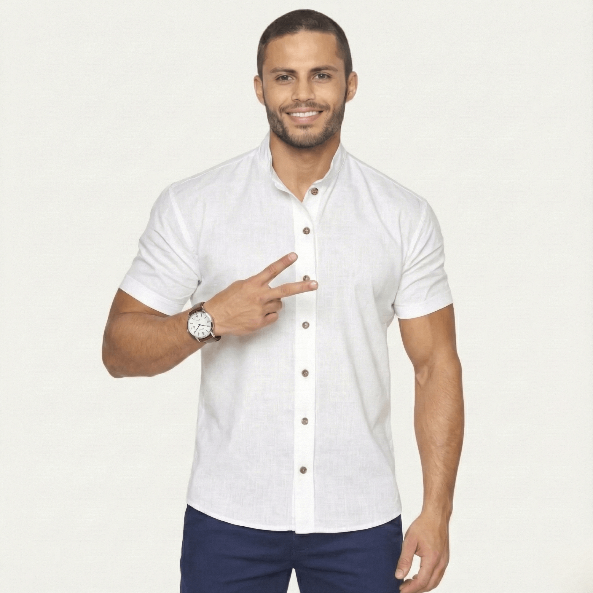 Oferta em dobro - Camisas Gola Padre Slim Fit