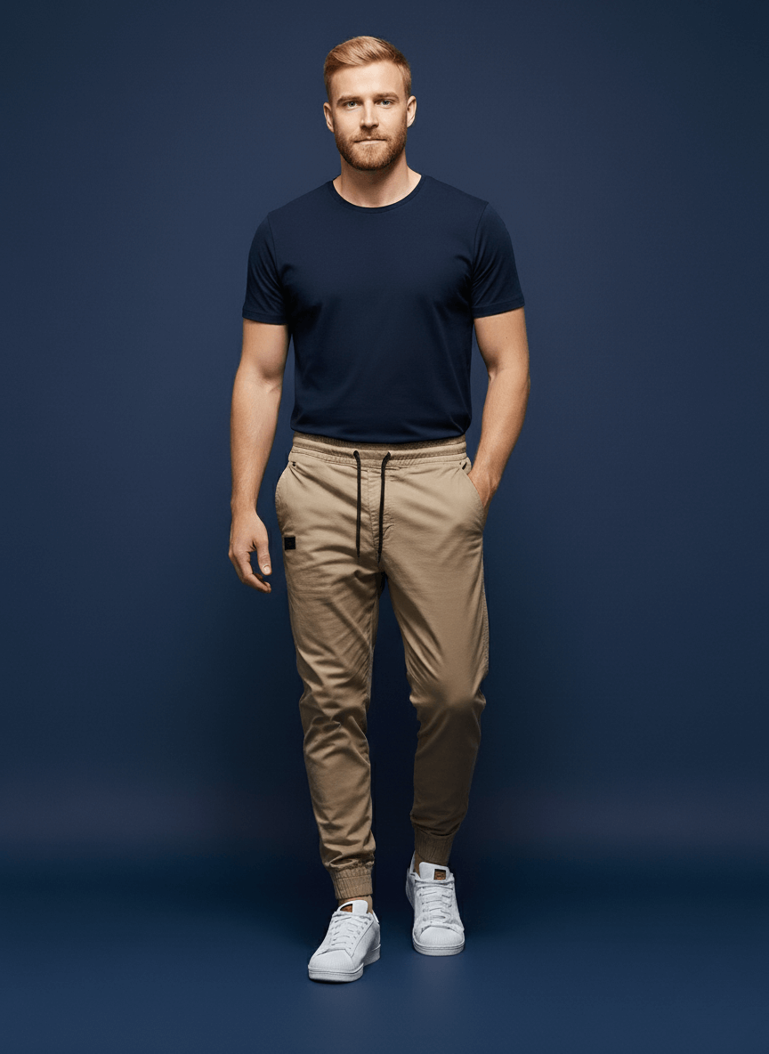 Calça Reta Masculina - Moletom Jogger Cargo