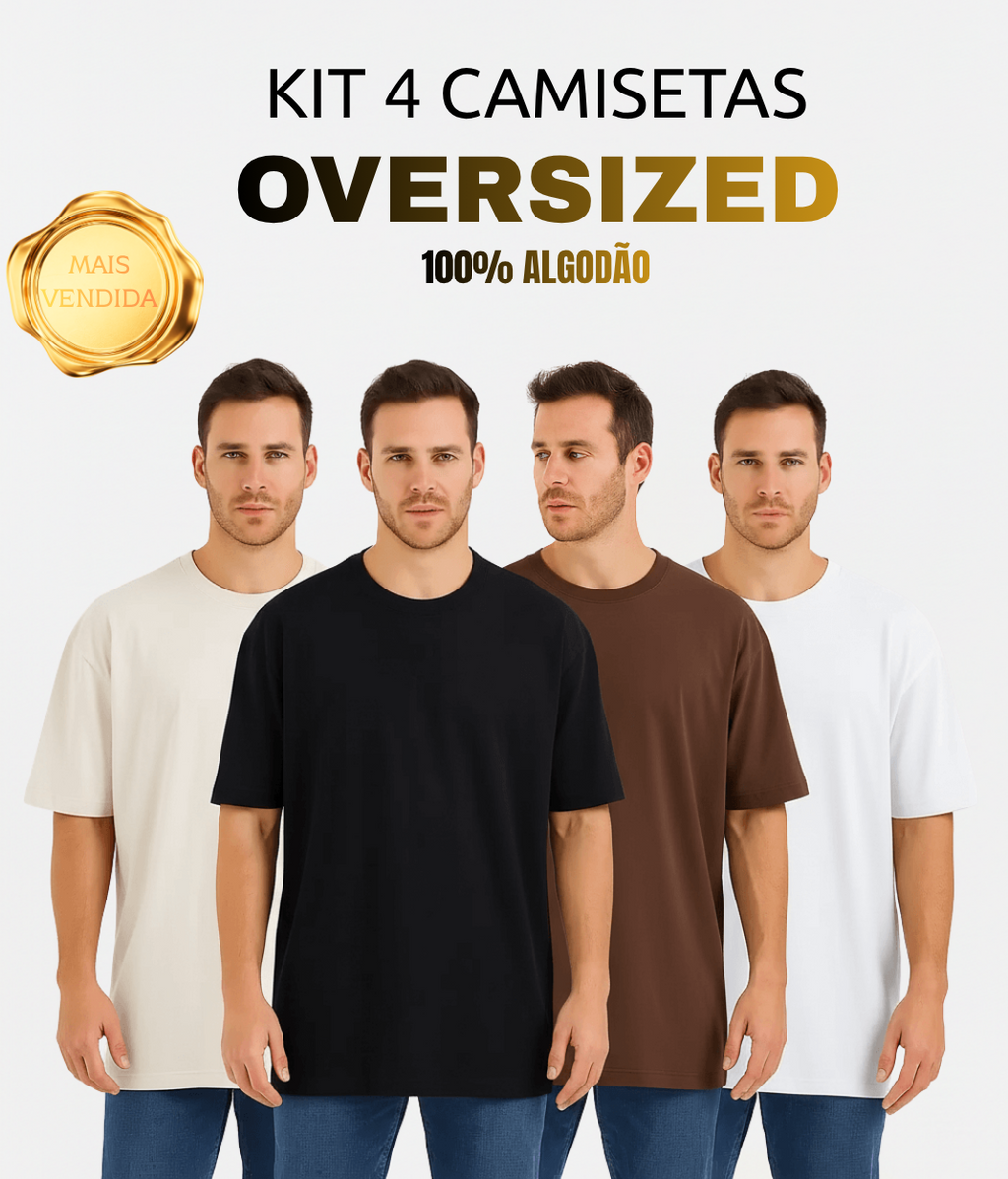 Kit 4 Camiseta Oversized Masculino Tecido Texturizado