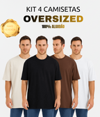 Kit 4 Camiseta Oversized Masculino Tecido Texturizado