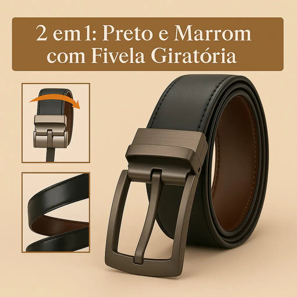 Cinto de Couro Masculino Refinado Vintage Minimalista para Negócios