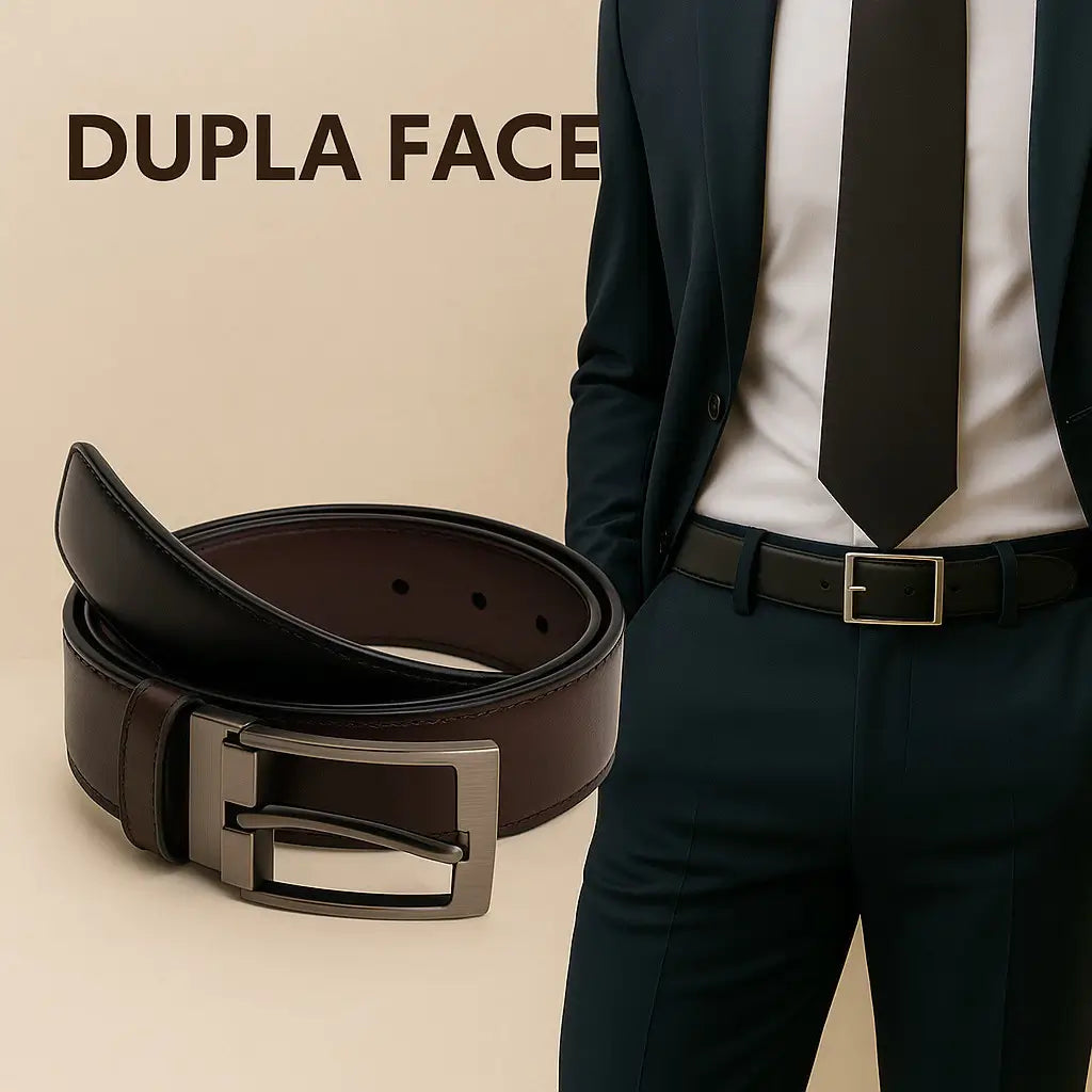 Cinto de Couro Masculino Refinado Vintage Minimalista para Negócios